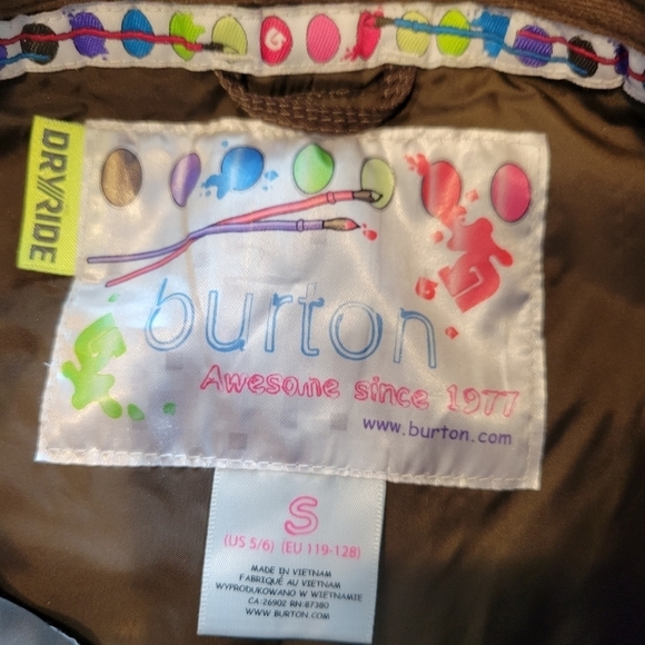 Burton Dryride Brown Snow Pants Girls Small 5/6 Skiing Snowboarding Winter - Picture 7 of 8